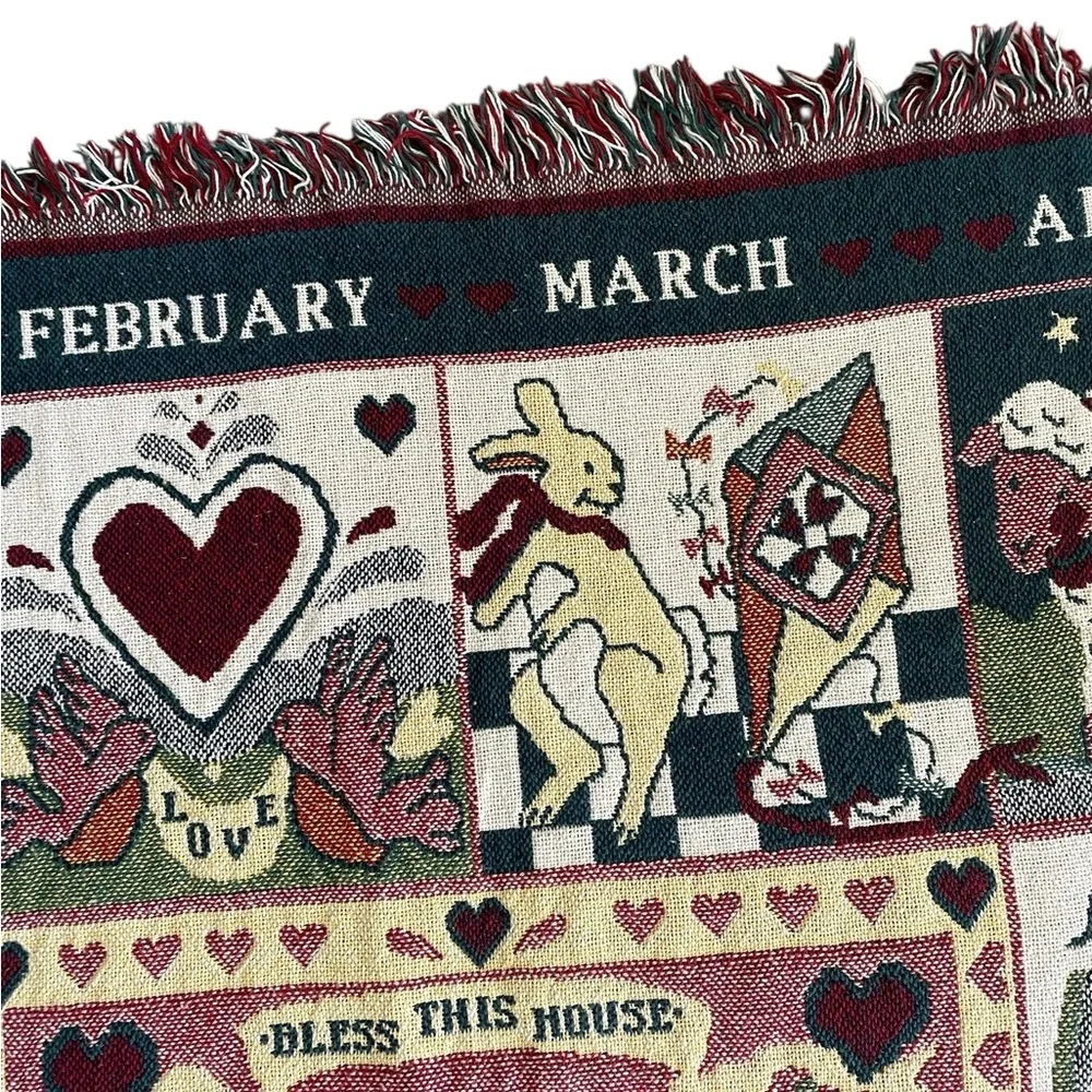 Vintage Tapestry Blanket Throw Home Is Where The Heart Is 60 x 44